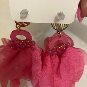 Elegant Pink Chiffon Earrings